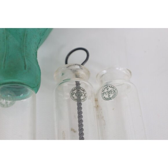 Vtg 1940s 40s Set of 3 Pyrex Glass Turkey Baster Tube with Bulb Teal Green USA - Picture 2 of 5